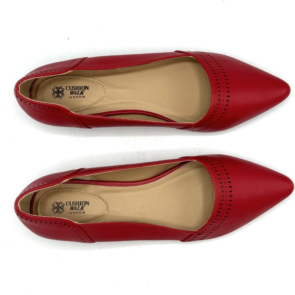 Cushion Walk by Avon Luna Perforated Flat / Chaussures Red Shoes Size 8 - Picture 6 of 10